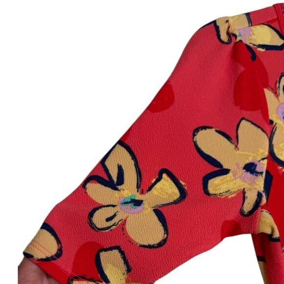 LuLaRoe Floral Orange Yellow Dress Size Medium - Picture 5 of 10